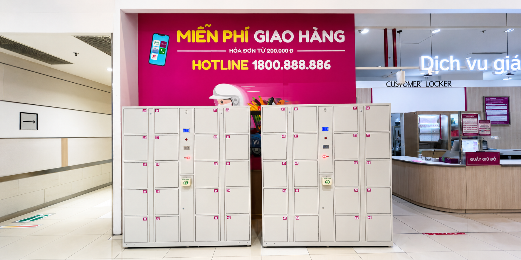 Tủ đụng đồ được bố trí tại siêu thị